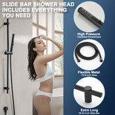 3-Function High Pressure Shower Slide Bar System, 35.4 Inch Shower Bar Slide Set, 70.8 Inch Stainless Steel Hose, TF00H1