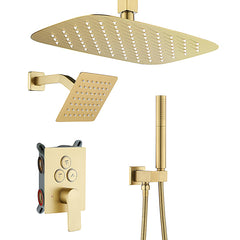 Push-Button Switch Shower Faucet Set With 2-In-1 Handheld Showerhead JK0407