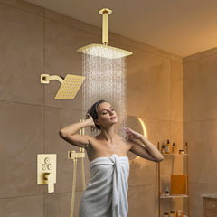 Push-Button Switch Shower Faucet Set With 2-In-1 Handheld Showerhead JK0407