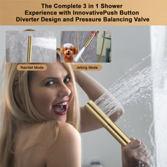 Push-Button Switch Shower Faucet Set With 2-In-1 Handheld Showerhead JK0407