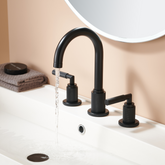 Two Handles 3-Holes Bathroom Sink Faucet In Brushed Gold and Matte Black for TF00F2