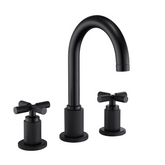 Two Handles 3-Holes Bathroom Sink Faucet In Brushed Gold and Matte Black for TF00F1