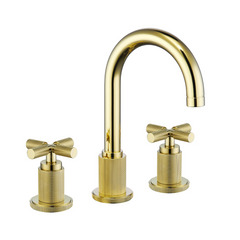 Two Handles 3-Holes Bathroom Sink Faucet In Brushed Gold and Matte Black for TF00F1