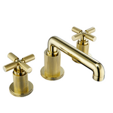 Two Handles 3-Holes Bathroom Sink Faucet In Brushed Gold and Matte Black for TF00F3
