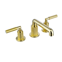 Two Handles 3-Holes Bathroom Sink Faucet In Brushed Gold and Matte Black for TF00F4