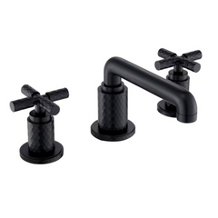 Two Handles 3-Holes Bathroom Sink Faucet In Brushed Gold and Matte Black for TF00F5
