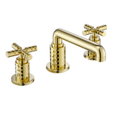 Two Handles 3-Holes Bathroom Sink Faucet In Brushed Gold and Matte Black for TF00F5
