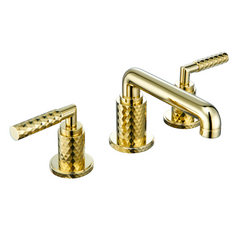 Two Handles 3-Holes Bathroom Sink Faucet In Brushed Gold and Matte Black for TF00F6