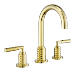 Two Handles 3-Holes Bathroom Sink Faucet In Brushed Gold and Matte Black for TF00F7