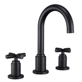 Two Handles 3-Holes Bathroom Sink Faucet In Brushed Gold and Matte Black for TF00F8