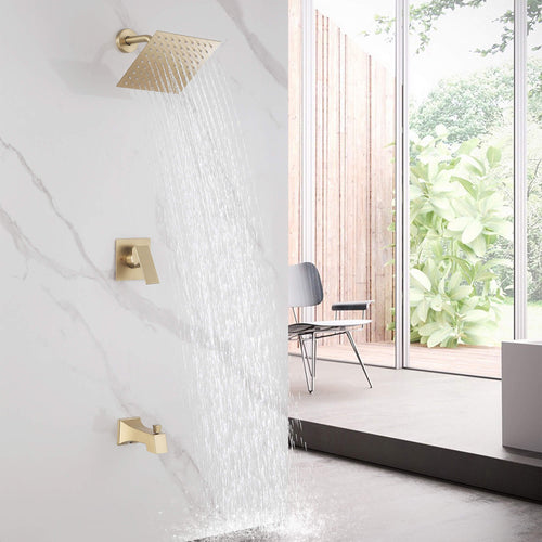 Minimalist 2-Function Shower System with High-Flow Tub Spout