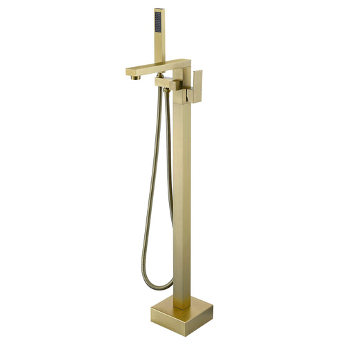 360° Swivel Cube Freestanding Tub Faucet with Hand Shower Single Handle