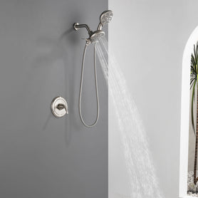 Dual-Head Shower System with 7-Function Rain Head and Handheld Spray Combo