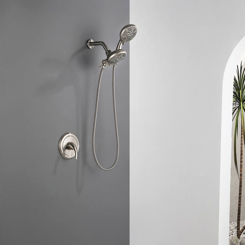 Dual-Head Shower System with 7-Function Rain Head and Handheld Spray Combo