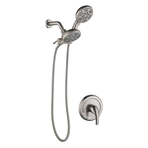 Dual-Head Shower System with 7-Function Rain Head and Handheld Spray Combo