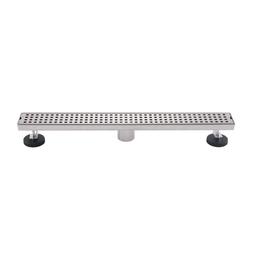 Modern Linear Grid Shower Drain with Removable Anti-Clog Hair Strainer Basket