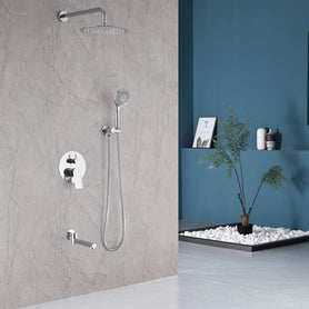 3-Outlet Shower System with 3-Function Handheld Swivel Tub Spout