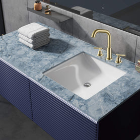 180° Swivel Gooseneck Spout Widespread Bathroom Faucet with Dual Handles