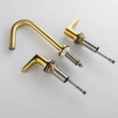 Two-Handle 3 Hole Bathroom Sink Faucet In Brushed GoldMatte Black