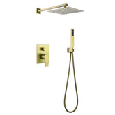 Brushed Gold 3-Function Bathroom Rain Shower System With Bathtub Tap