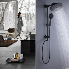 10" Rainfall Shower Head 5-Function Handheld Shower With Slide Bar in Matte Black (Main Body Not Included)