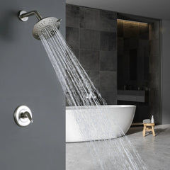 Brushed Nickel Bathroom Rain Shower Head With Pressure Balance Valve