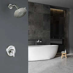 Brushed Nickel Bathroom Rain Shower Head With Pressure Balance Valve