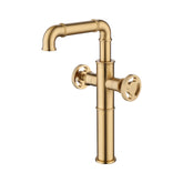 Deck Mount 2-Handle Bathroom Faucet In Brushed Gold