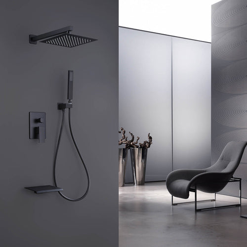 3-Function Tub Shower System with 10" Rain Head & Waterfall Tub Spout