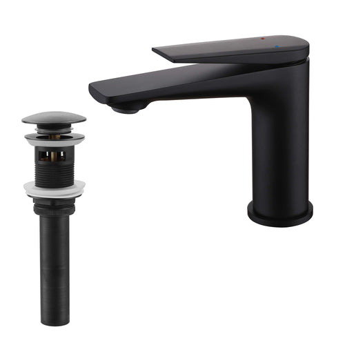 Modern Streamlined Flat-Spout Solid Brass Basin Faucet
