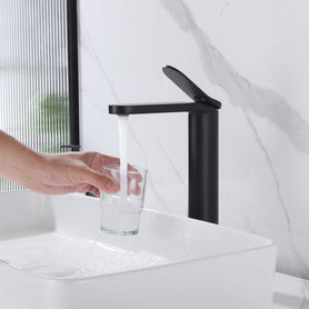 Tall Modern Minimalist Vessel Sink Basin Faucet with Elongated Splash-Free Spout
