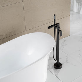 Waterfall Freestanding Bathtub Faucet with Open-Channel Spout and Hand Shower