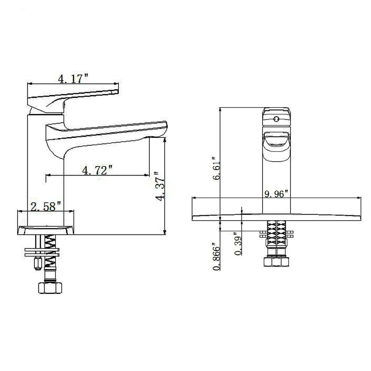 1-Hole Single-Handle Bathroom Sink Faucet with 10-Inch Deck Plate