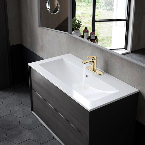 1-Hole Single-Handle Bathroom Sink Faucet with 10-Inch Deck Plate