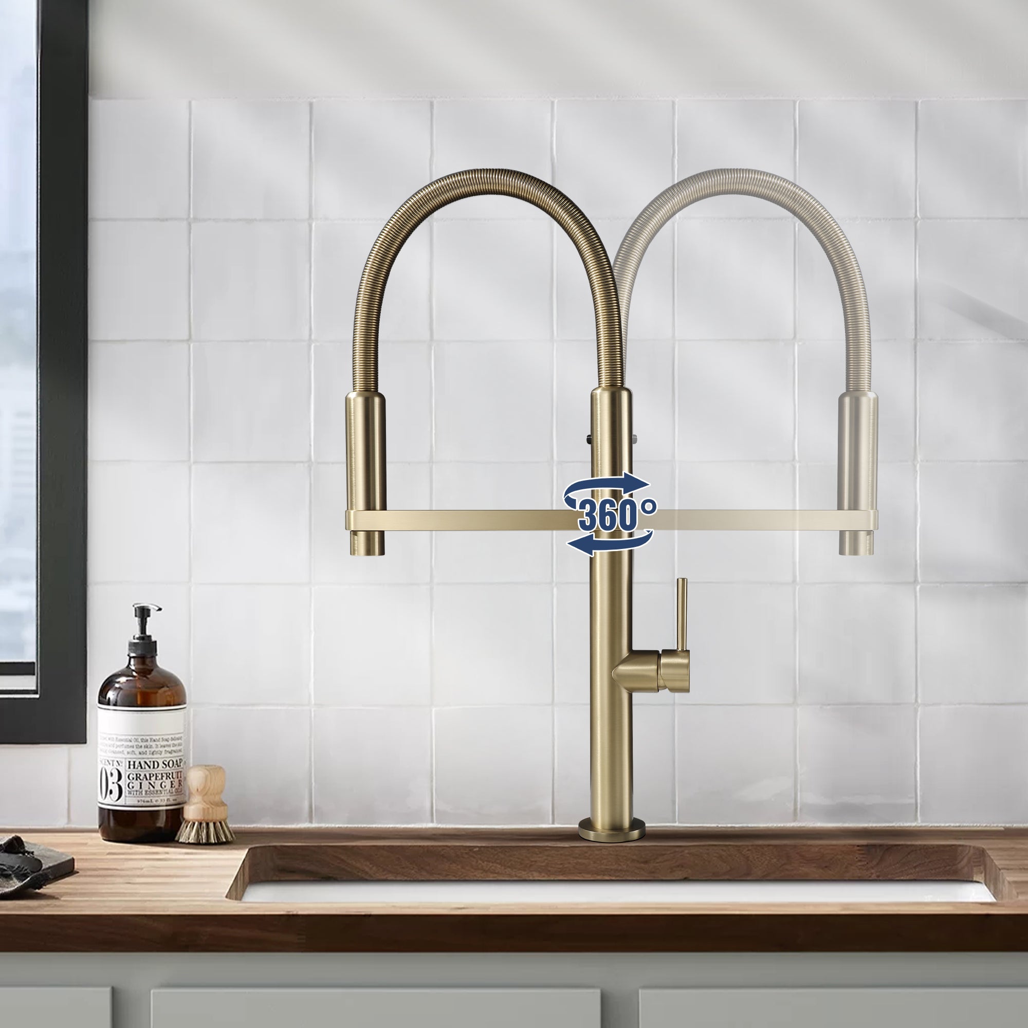 Magnetic Docking Kitchen Faucet with Pull Down Sprayer, Dual-Function Spray and 360 Degree Swivel, Commercial Spring Kitchen Faucet