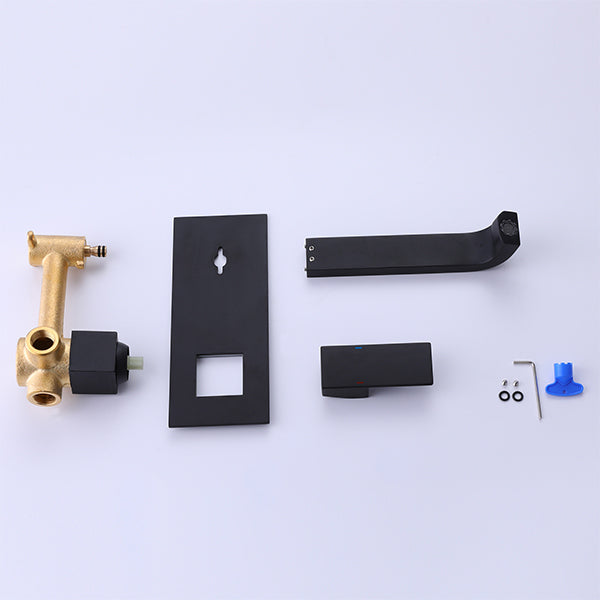 Single Handle Wall Mount Bathroom Faucet In Matte Black (With Deck Plate)