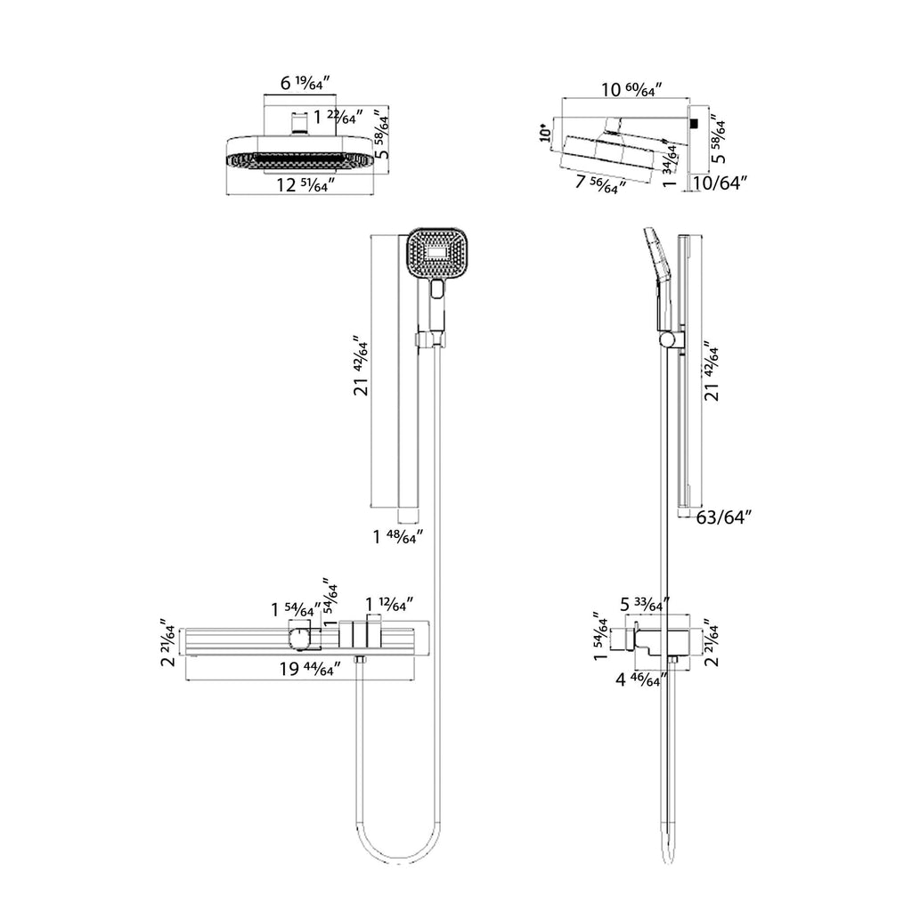3-Function Thermostatic Shower System with Simultaneous Flow Valve