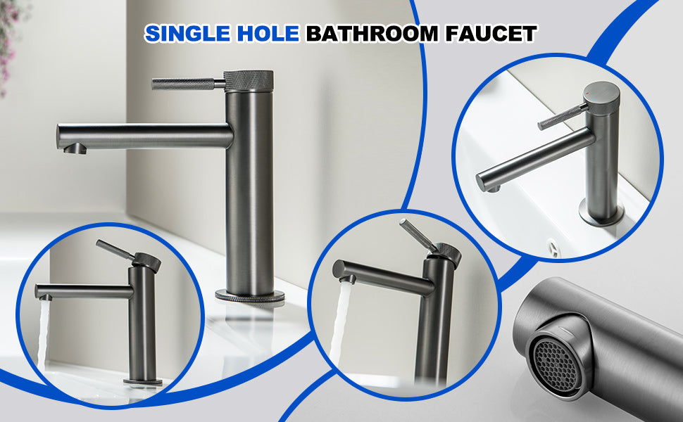 Single Handle Bathroom Sink Faucet,Single Hole Bathroom Faucet with Supply Hoses