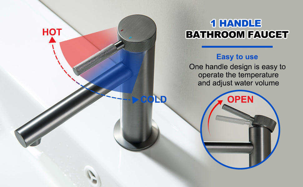 Single Handle Bathroom Sink Faucet,Single Hole Bathroom Faucet with Supply Hoses