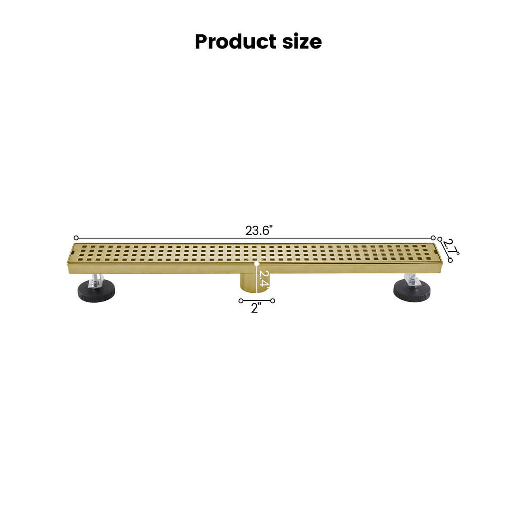 Modern Linear Grid Shower Drain with Removable Anti-Clog Hair Strainer Basket