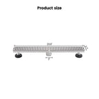 Modern Linear Grid Shower Drain with Removable Anti-Clog Hair Strainer Basket