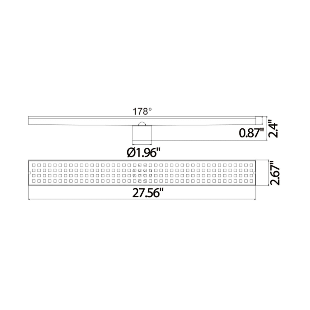 Modern Linear Grid Shower Drain with Removable Anti-Clog Hair Strainer Basket
