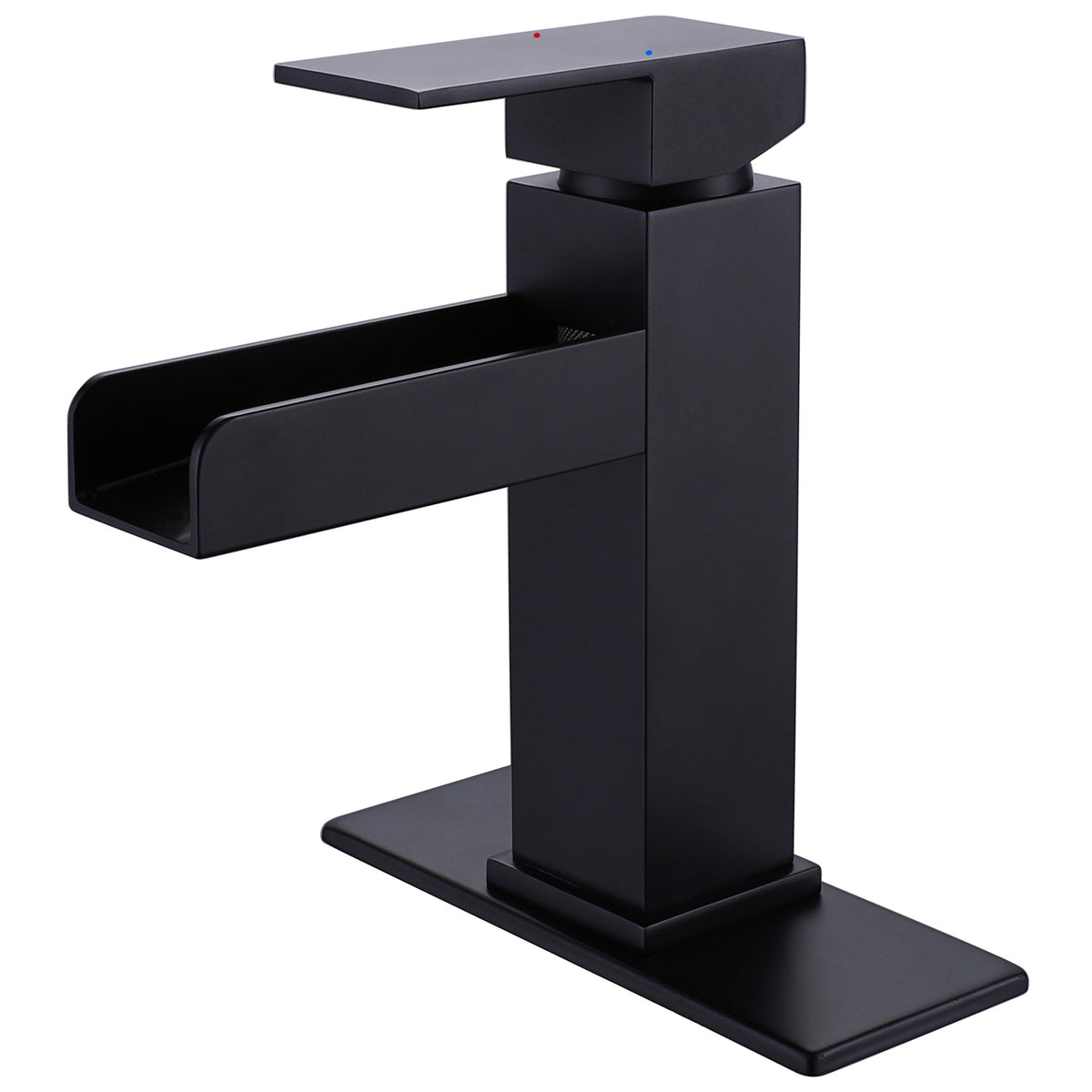 Waterfall Single Handle Bathroom Sink Faucet In Matte Black