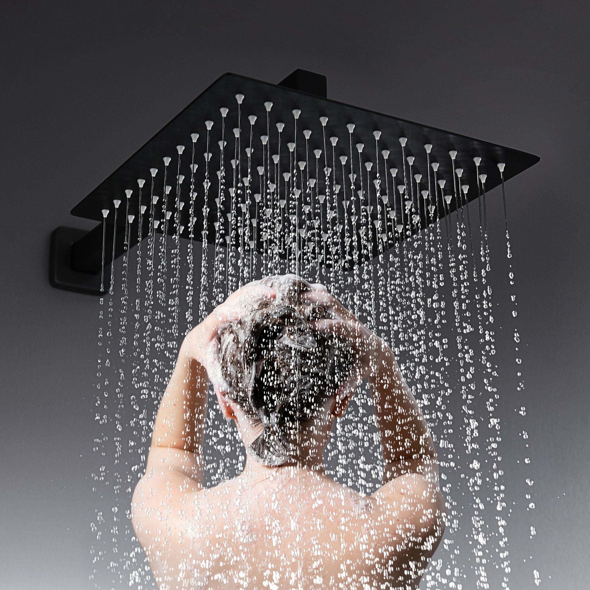 Rainfall Shower System 10" Square Shower Head with Rotable Handheld Sprayer, Wall Mounted Bathroom Shower Combo with Foldable Tub Spout, Anti-Rust Solid Brass Valve Diverter