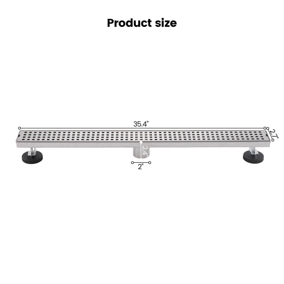 Modern Linear Grid Shower Drain with Removable Anti-Clog Hair Strainer Basket