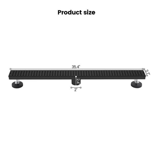 Modern Linear Grid Shower Drain with Removable Anti-Clog Hair Strainer Basket