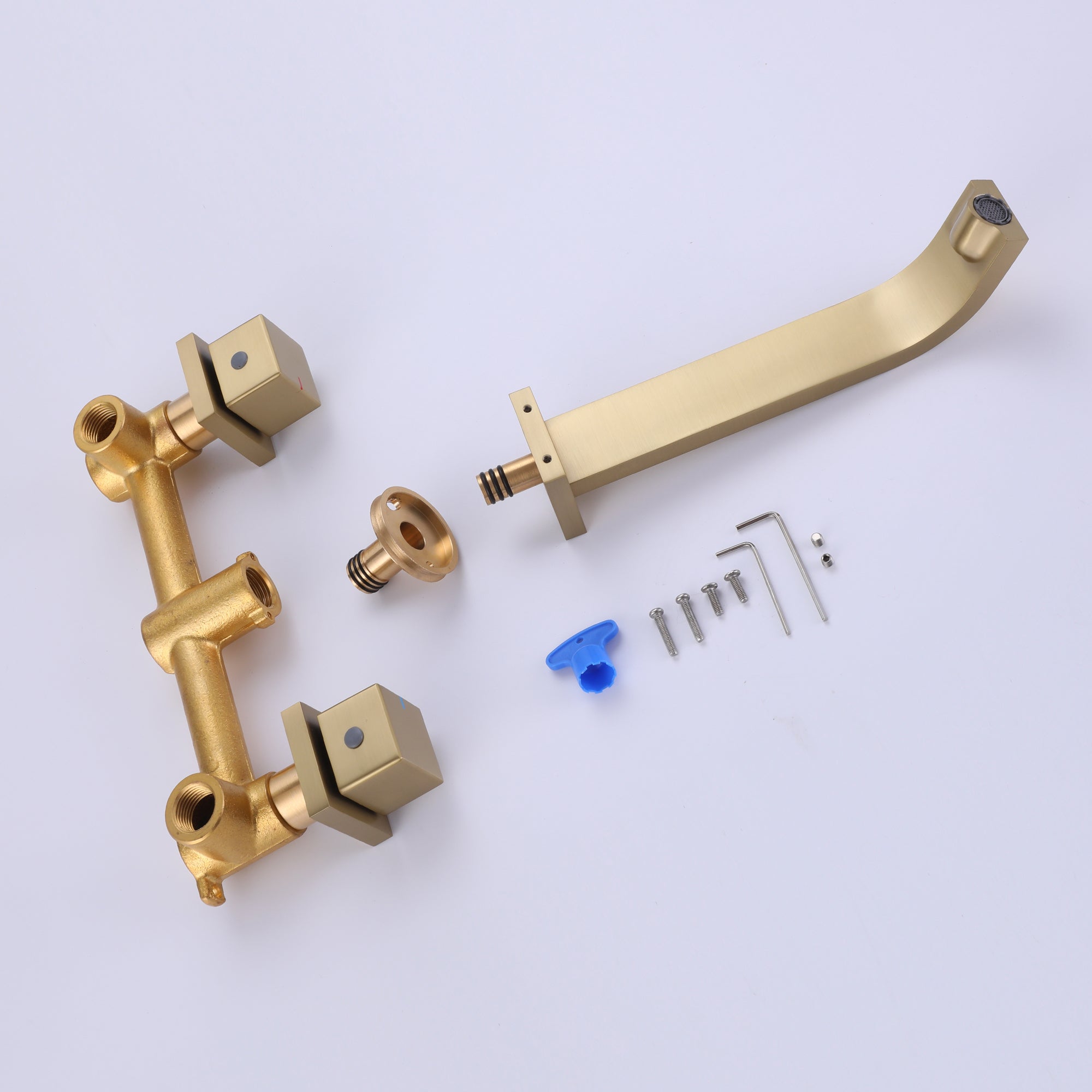 Two Handle 3-Hole Bathroom Sink Faucet In Brushed Gold