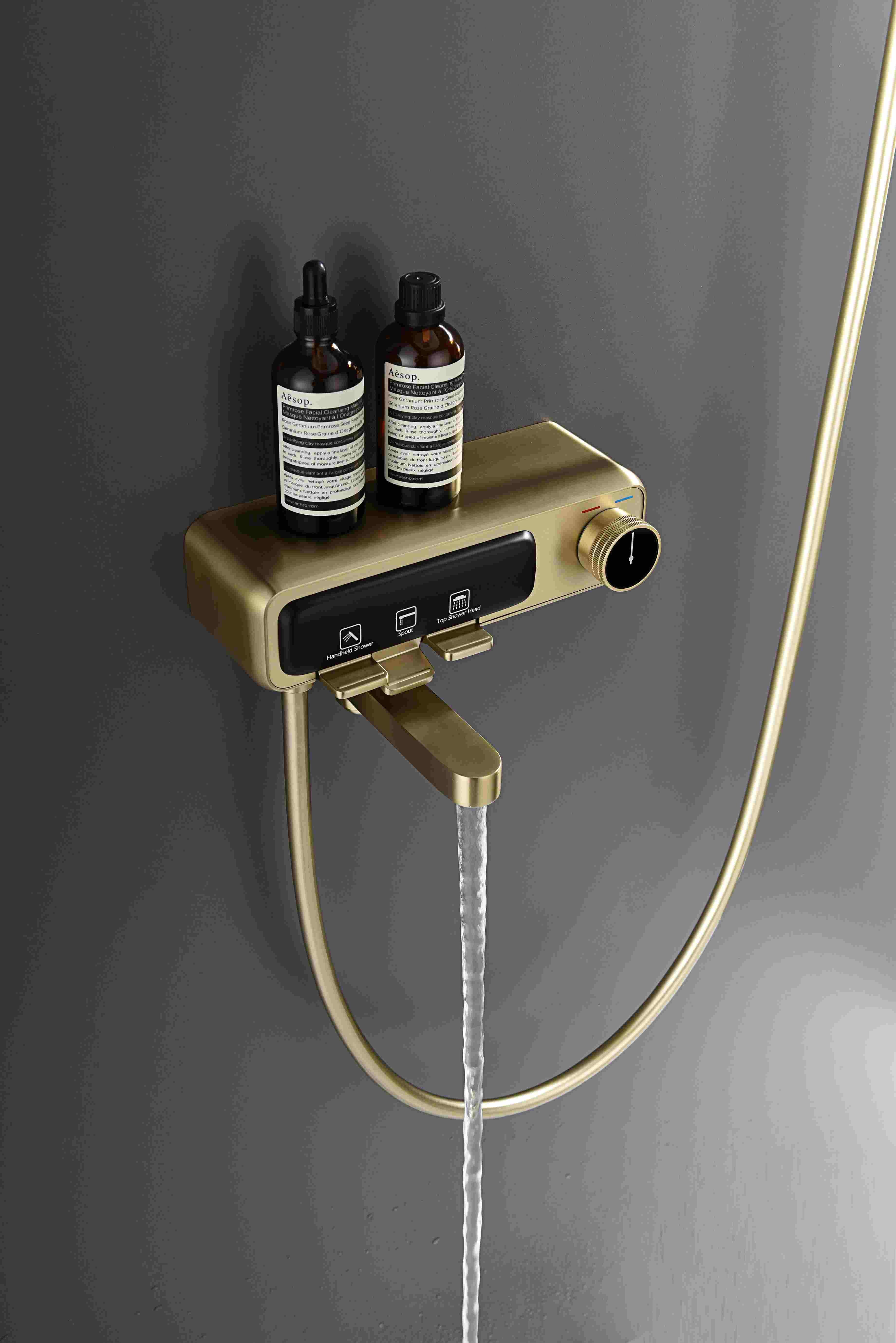 Rainfall Shower System 10" Square Shower Head with Rotable Handheld Sprayer, Wall Mounted Bathroom Shower Combo with Foldable Tub Spout, Anti-Rust Solid Brass Valve Diverter