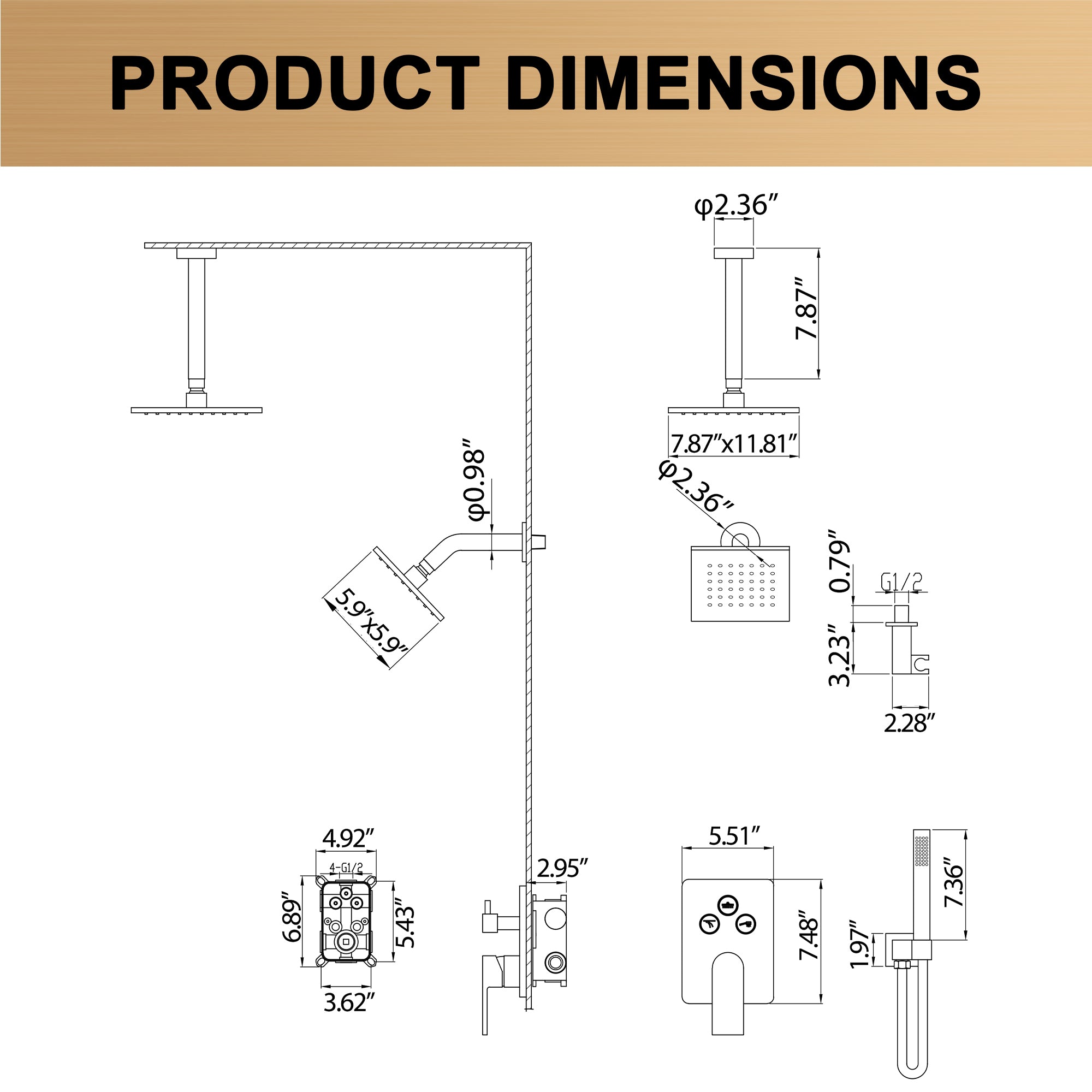 Push-Button Switch Shower Faucet Set With 2-In-1 Handheld Showerhead JK0407