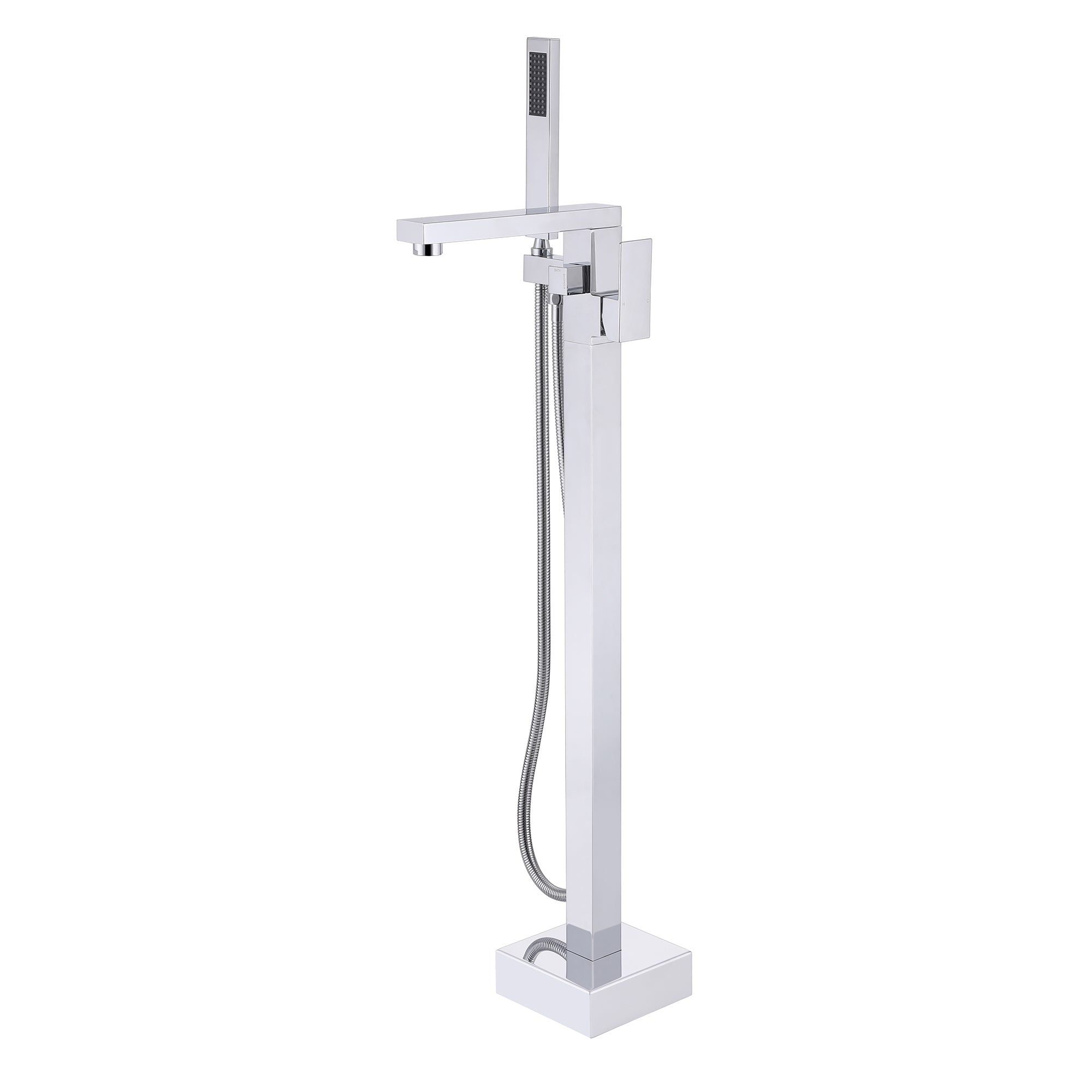 360° Swivel Cube Freestanding Tub Faucet with Hand Shower Single Handle